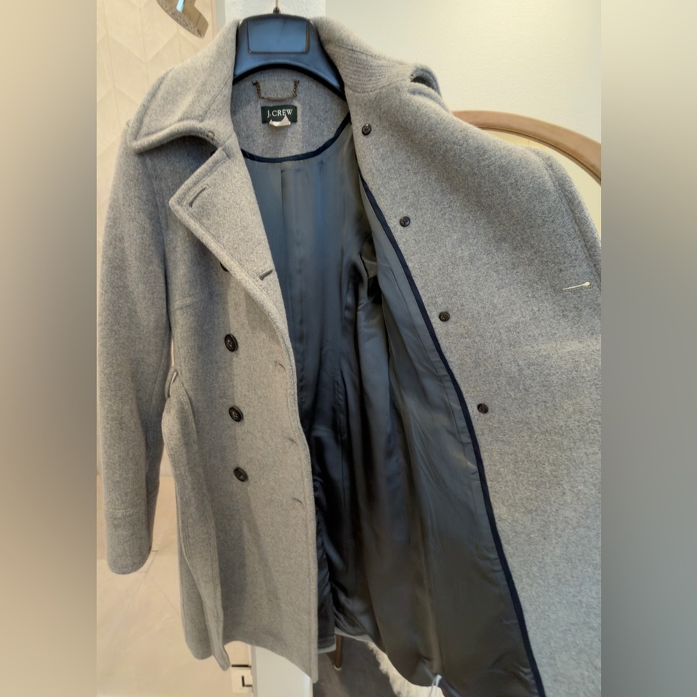 J. Crew Boulevard Wool Stadium-Cloth Trench Coat - Sz 0 - Picture 7 of 12